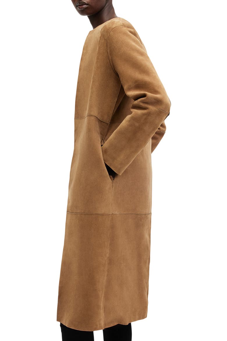 Reversible Leather & Suede Long Jacket, Alternate, color, BROWN/ BLACK