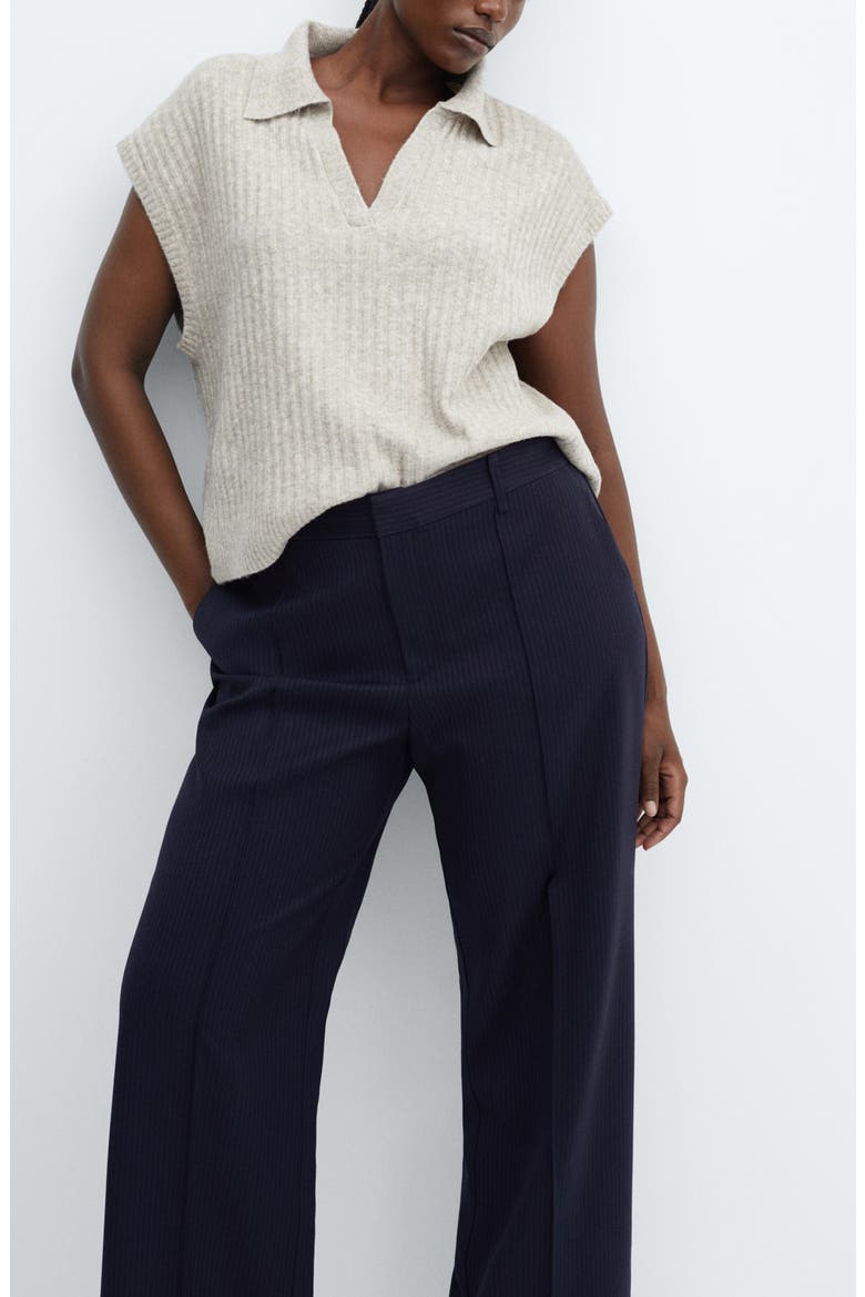 Pinstripe Straight Leg Pants, Alternate, color, NAVY
