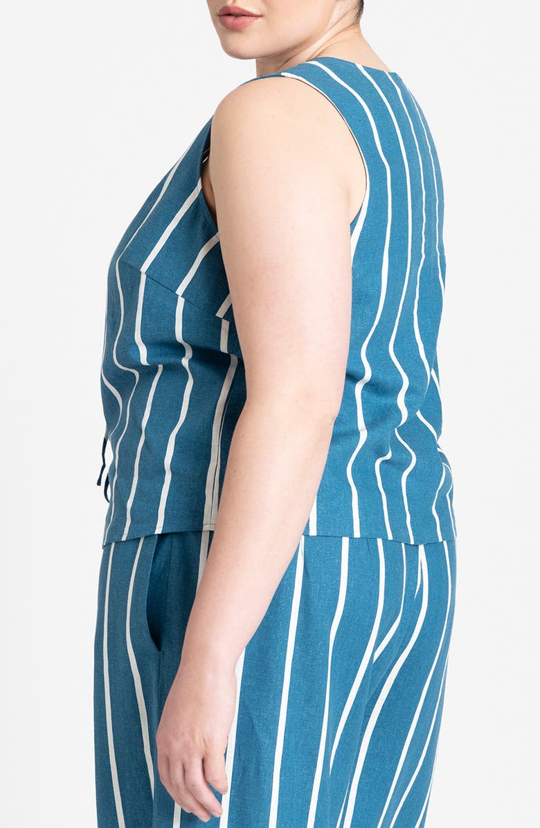 ELOQUII Dainty Tie Front Linen Blend Vest, Alternate, color, 