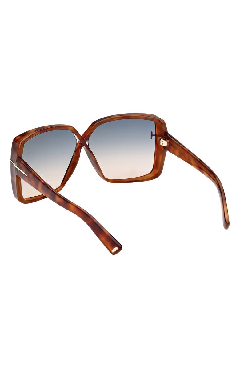 TOM FORD Yvonne 63mm Oversize Gradient Butterfly Sunglasses, Alternate, color, Blonde Havana / Gradient Green