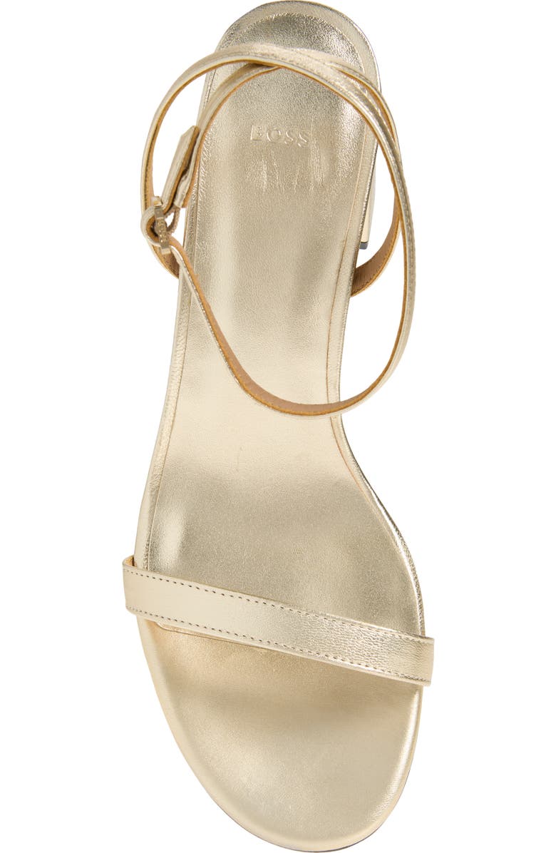 BOSS Cristas Leather Ankle Strap Sandal, Alternate, color, Gold