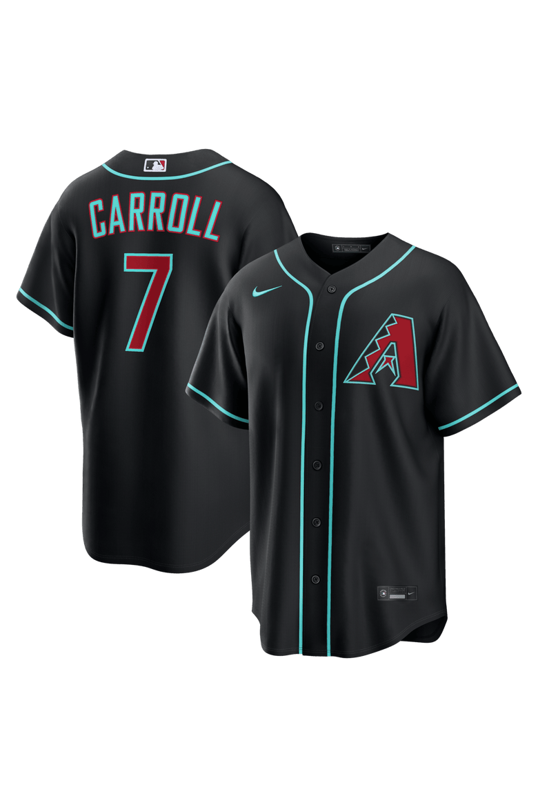 Men's Nike Corbin Carroll Black Arizona Diamondbacks Alternate Replica Jersey, Main, color, Black