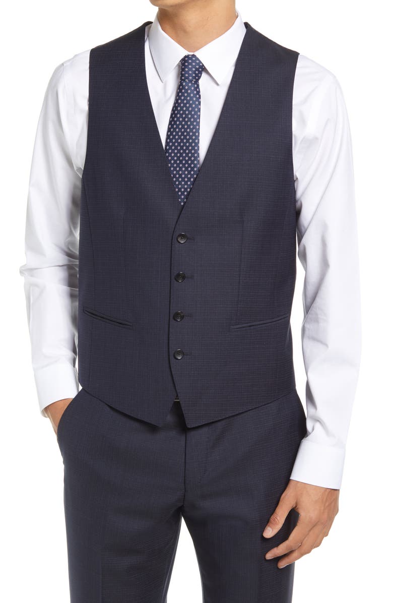 BOSS Huge Slim Fit Check Wool Three Piece Suit, Alternate, color,