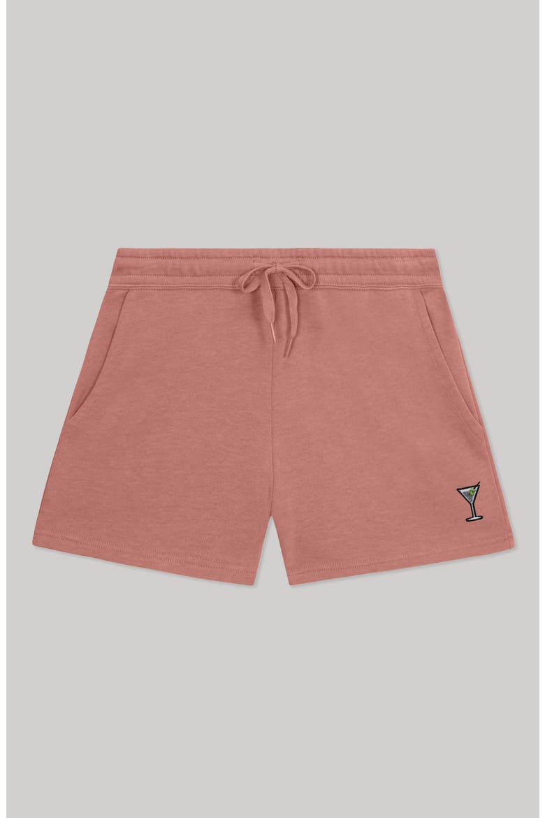 Womens Martini Midweight Washed Fleece Shorts, Main, color, Dusty Rose