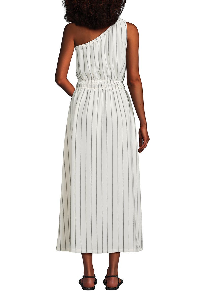 Creaseless One Shoulder Midi Dress, Alternate, color, Ivory/Black Stripe