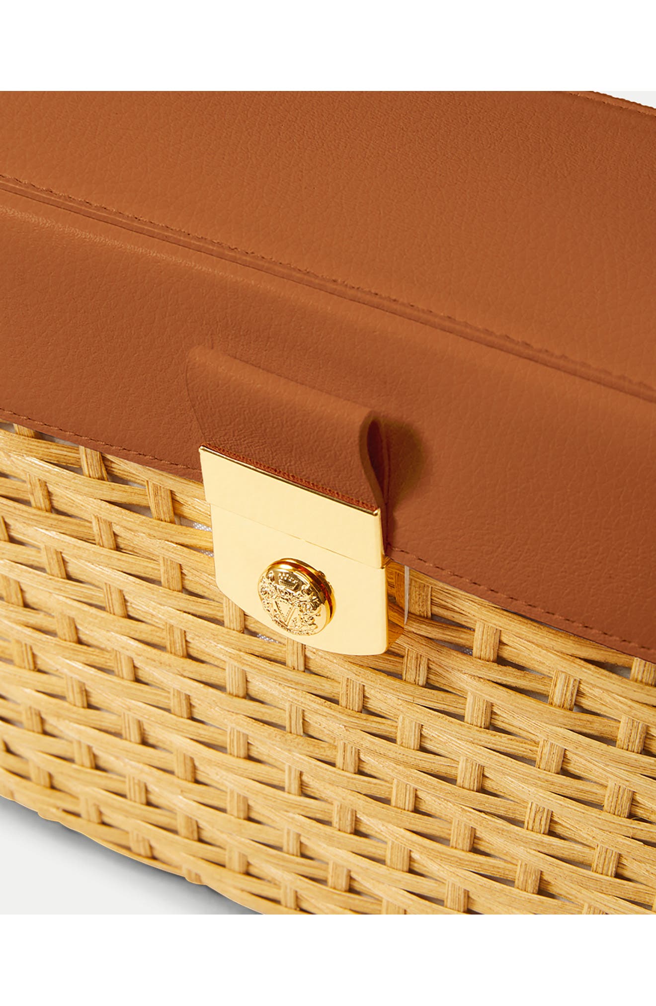 Veronica Beard Lock Rattan Box Bag, Alternate, color, Natural Wicker/ Hazelwood
