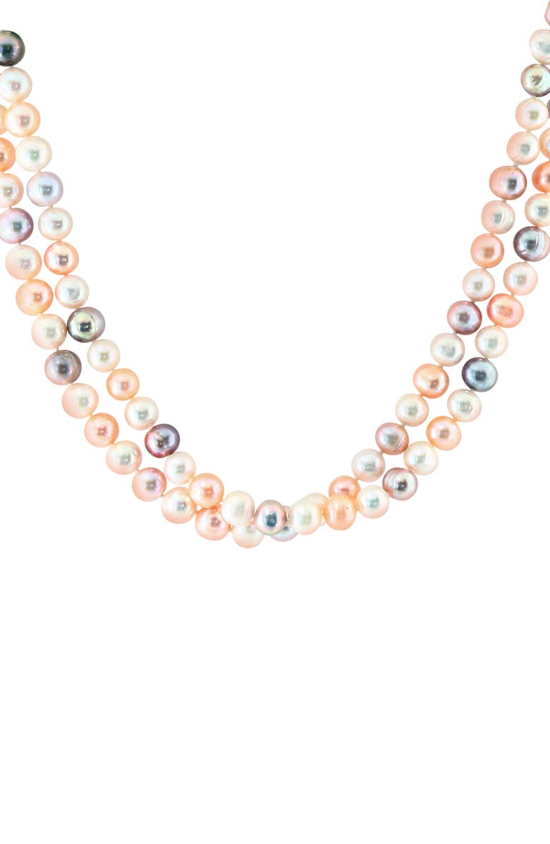 EFFY Sterling Silver 8–9mm Multicolor Freshwater Pearl Long Necklace, Main, color, Peach Multi
