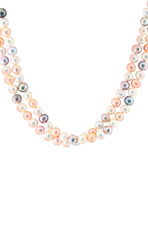 Sterling Silver 8–9mm Multicolor Freshwater Pearl Long Necklace