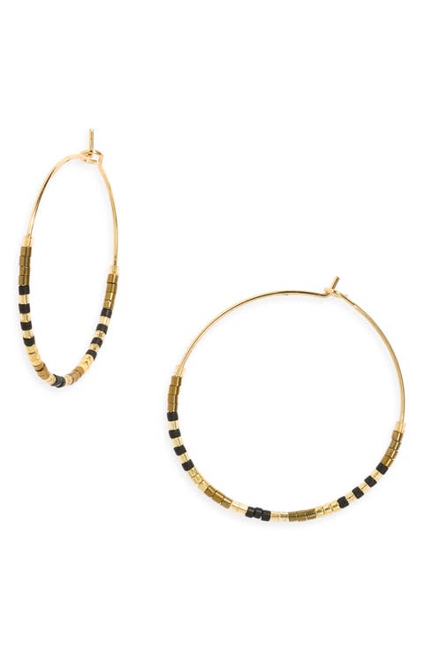 Bead Accent Hoop Earrings