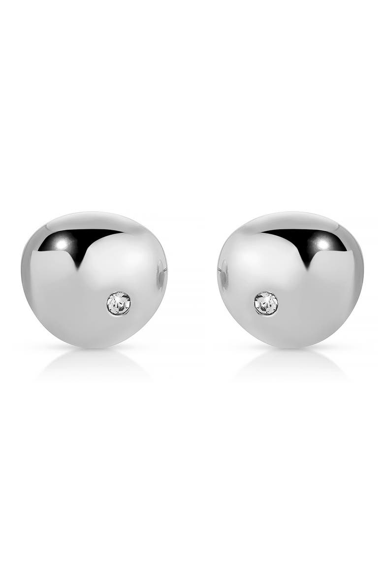Polished Pebble Cubic Zirconia Stud Earrings, Main, color, RHODIUM
