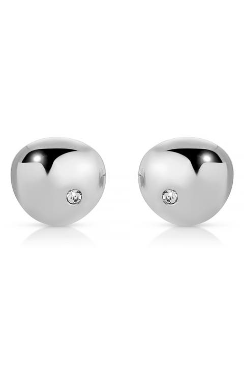 Polished Pebble Cubic Zirconia Stud Earrings