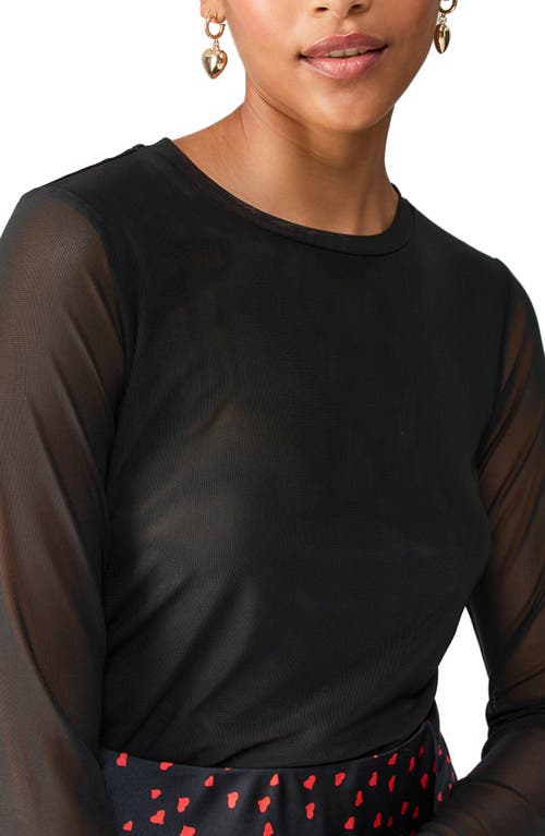 Sanctuary Main Squeeze Long Sleeve Mesh Top In Black