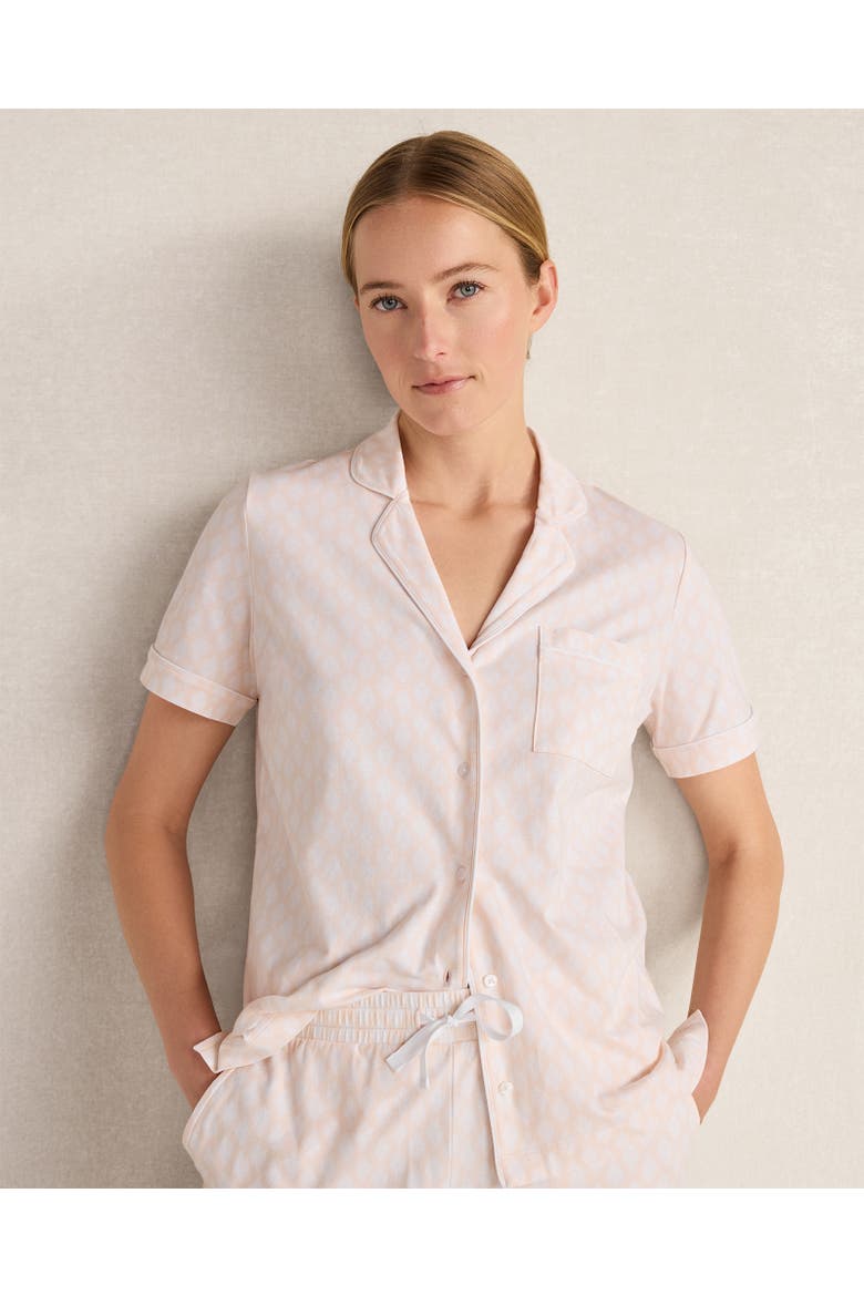 Organic Cotton Jersey Medallion Foulard Pajama Top, Main, color, Whispering Pink Multi
