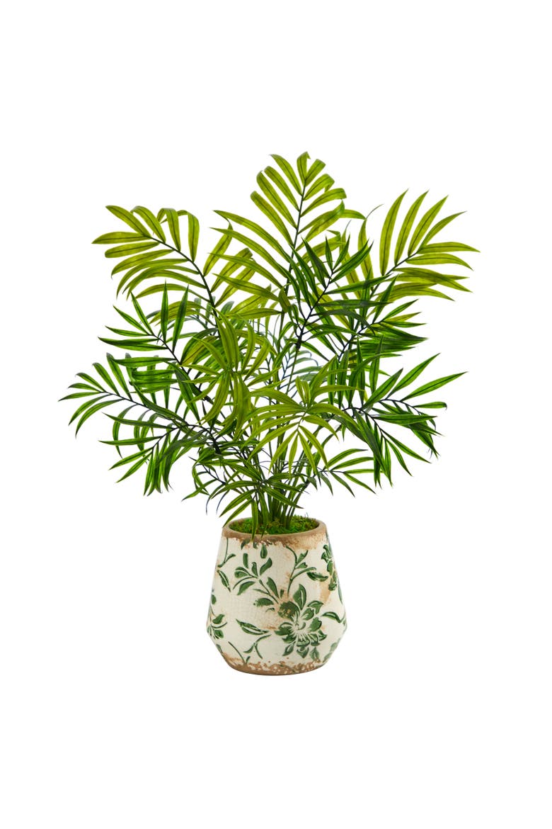 18-in Mini Areca Palm Artificial Plant in Floral Vase, Main, color, Green