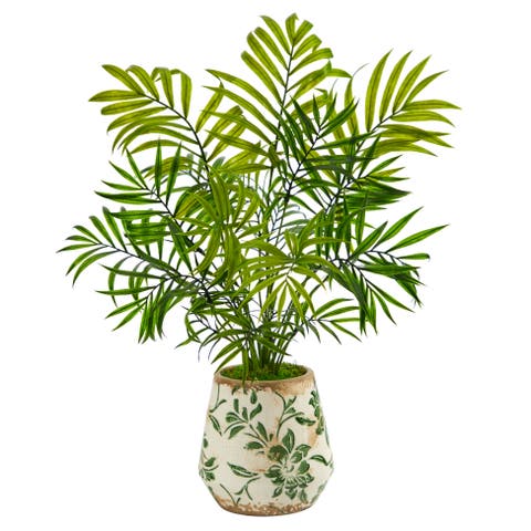 18-in Mini Areca Palm Artificial Plant in Floral Vase