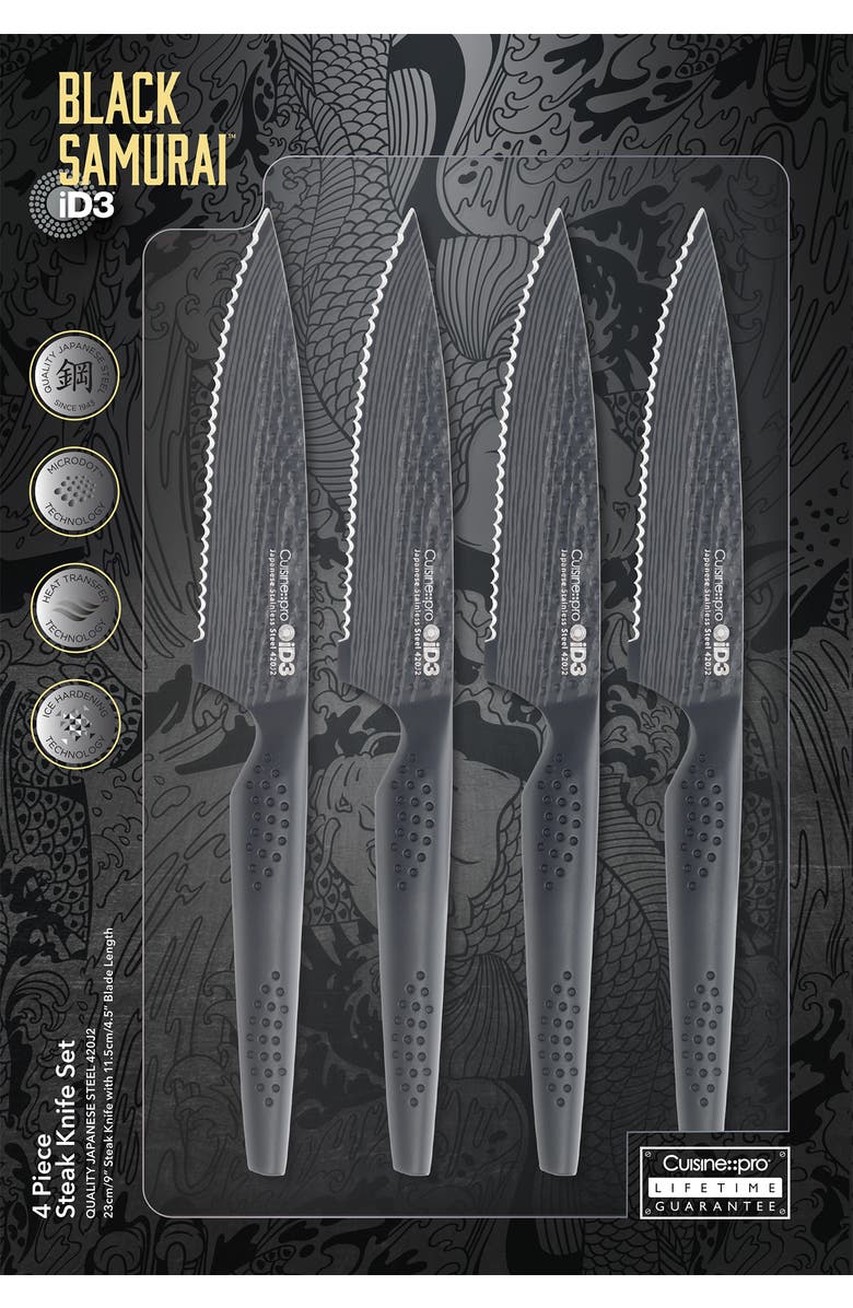 Cuisine::pro<sup>®</sup> iD3<sup>®</sup> BLACK SAMURAI  4-Piece Steak Knife Set, Alternate, color, Black