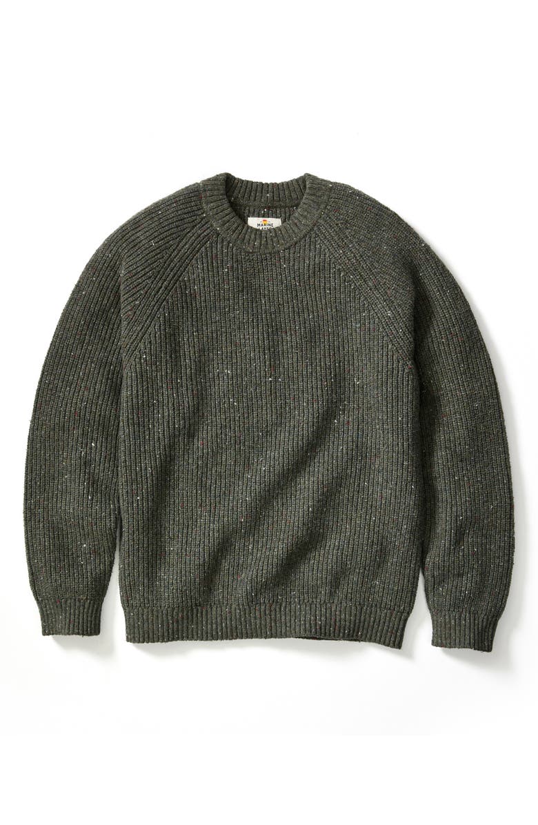 Marine Layer Inverness Rib Crewneck Sweater, Alternate, color, Green Gables Neps