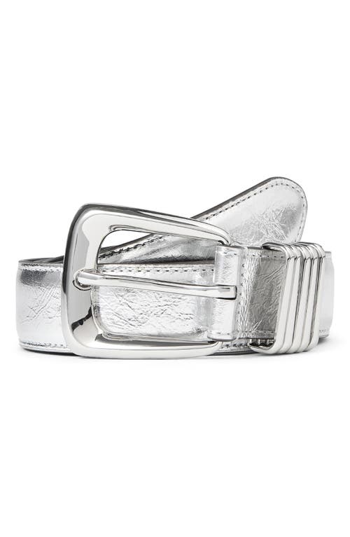 Veronica Beard Arch Metallic Leather Belt In Metallic