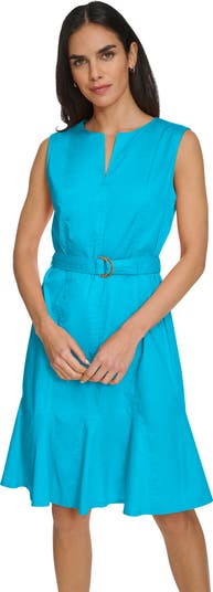Belted A-Line Dress