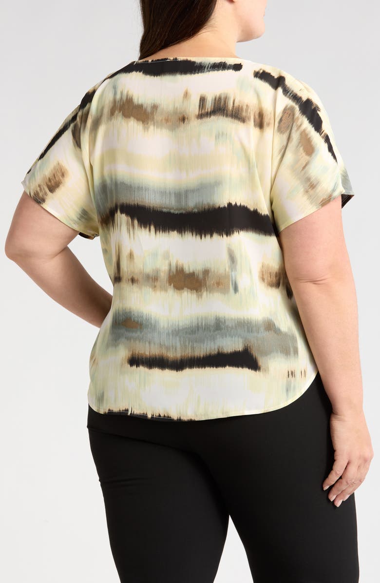 Anne Klein Abstract Print Short Sleeve Top, Alternate, color, 