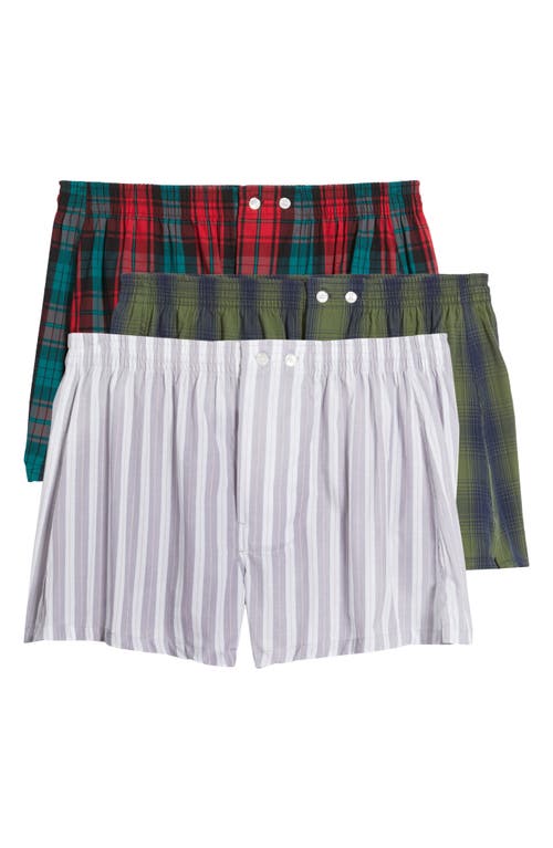 Nordstrom 3-pack Classic Fit Boxers In Red Toreador Tartan Multi