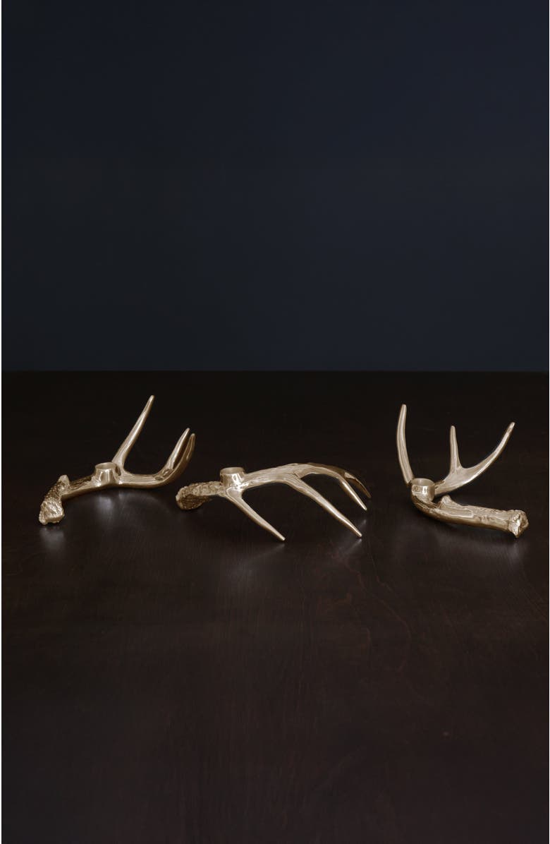 BEATRIZ BALL Collection WESTERN Antler Candlestick Set of 3, Alternate, color, Gold