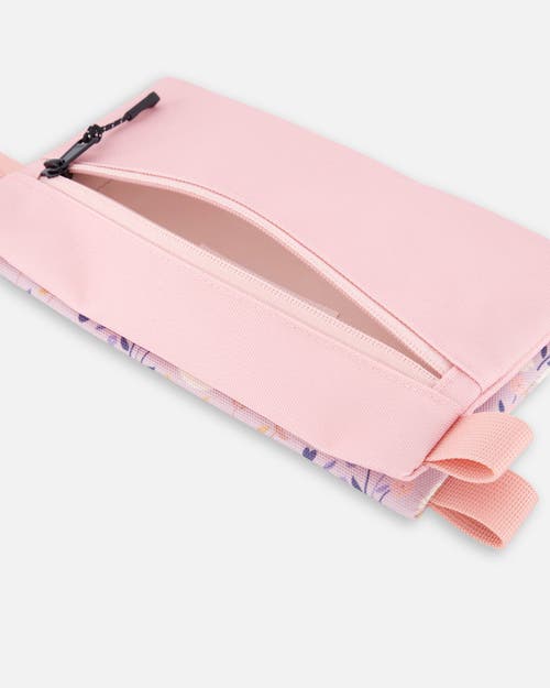Deux Par Deux Double Pencil Case Retro Flower In Purple
