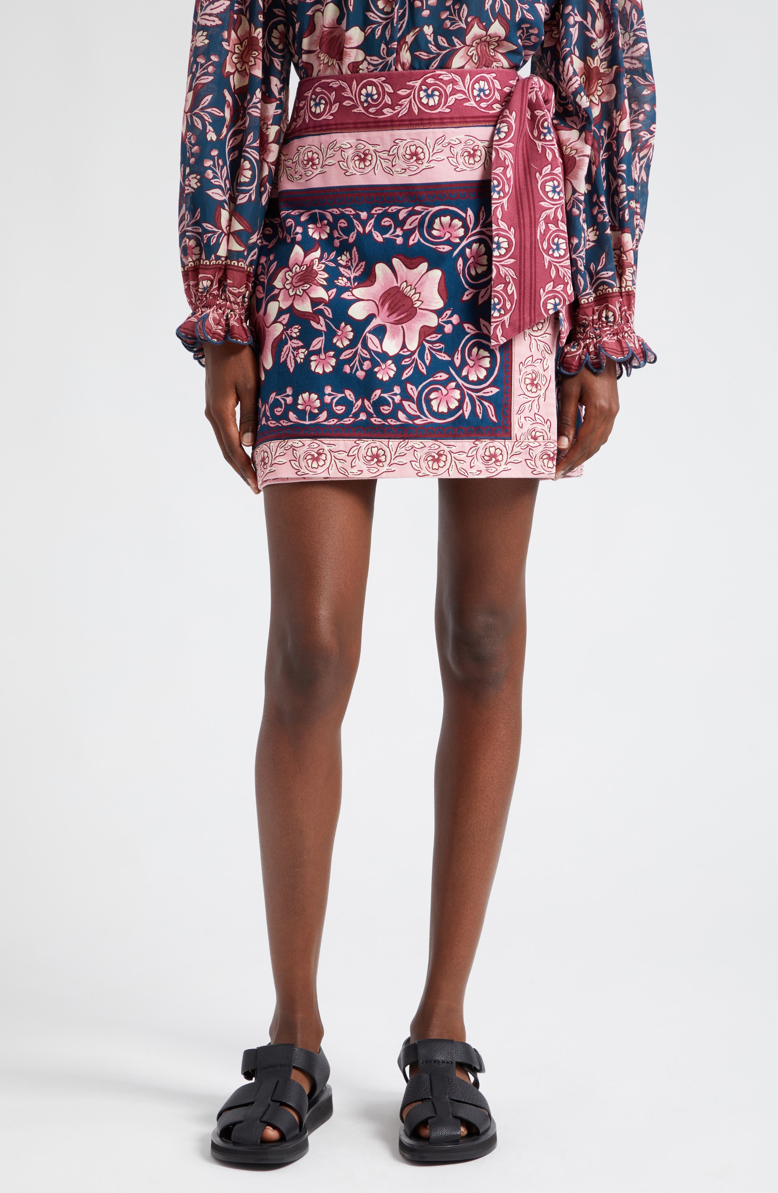 FARM Rio Ainika Charm Overlapped Denim Miniskirt (Women) | Nordstromrack