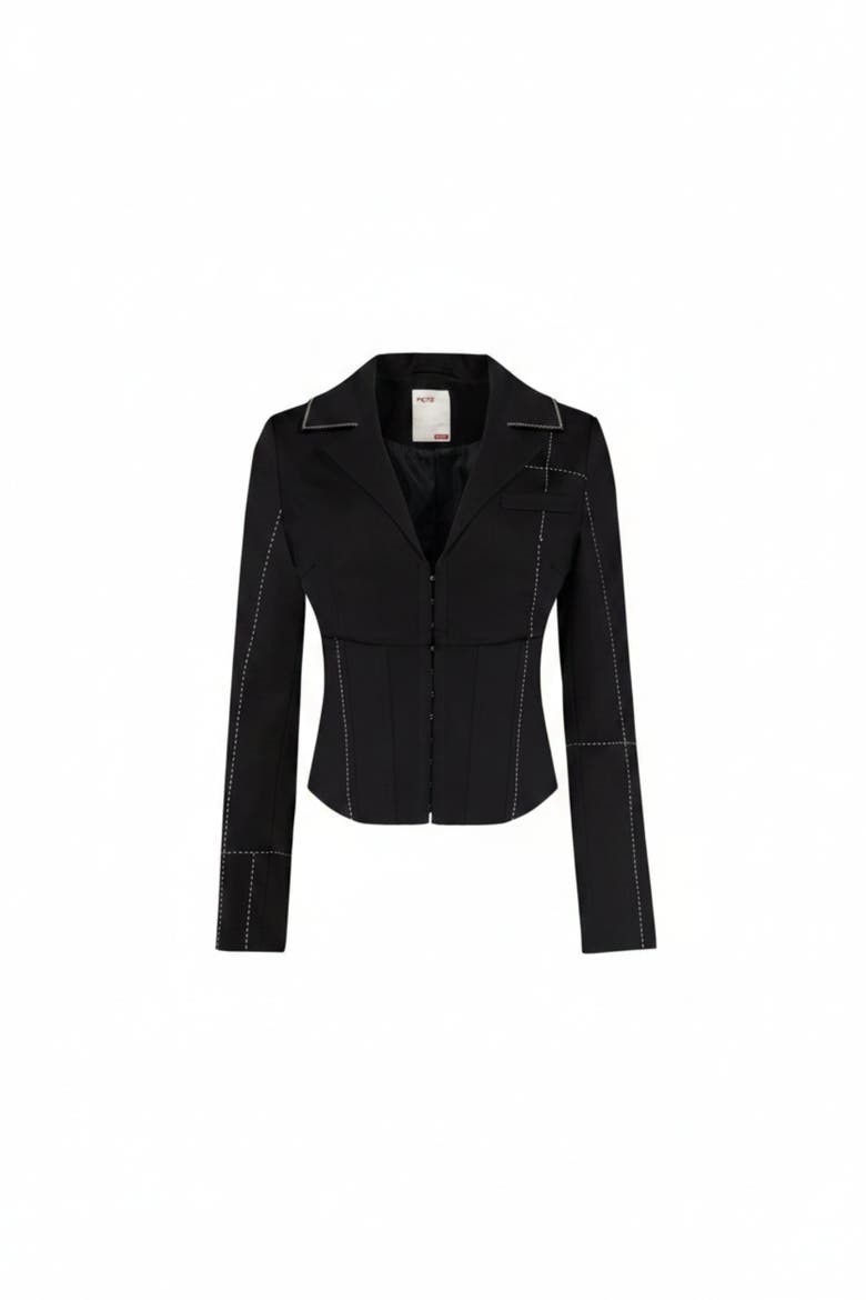 Free Heaven Stitch Detail Corset Blazer, Main, color, black