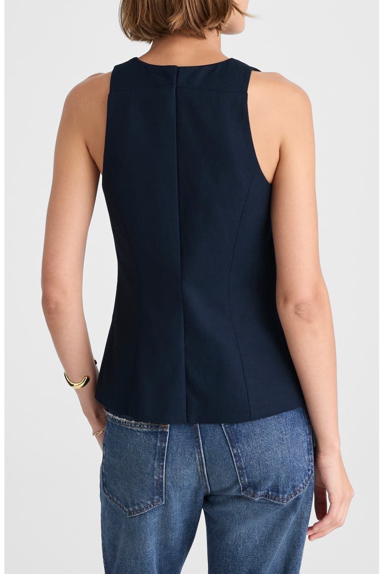Crewneck Cutaway Drapey Twill Vest, Alternate, color, MIDNIGHT NAVY