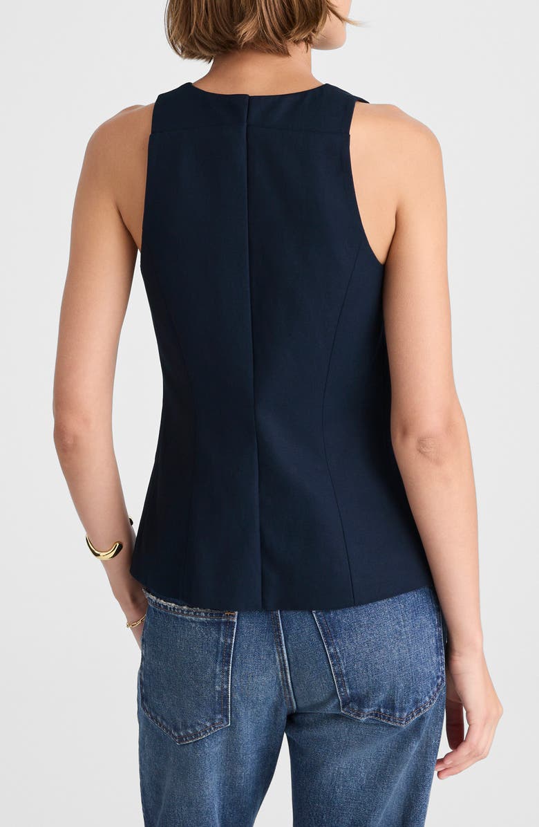 Madewell Crewneck Cutaway Drapey Twill Vest, Alternate, color, Midnight Navy