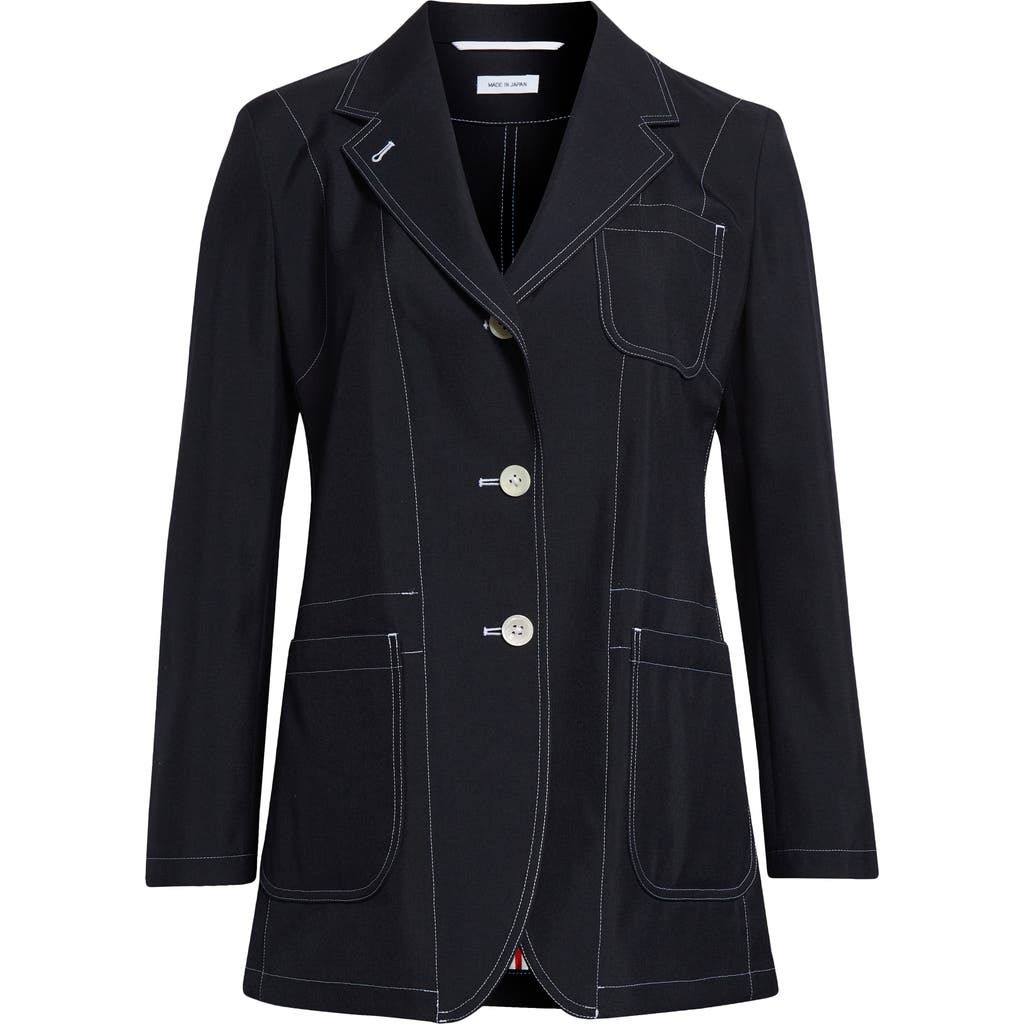 THOM BROWNE THOM BROWNE TOPSTITCHED LONGLINE BLAZER