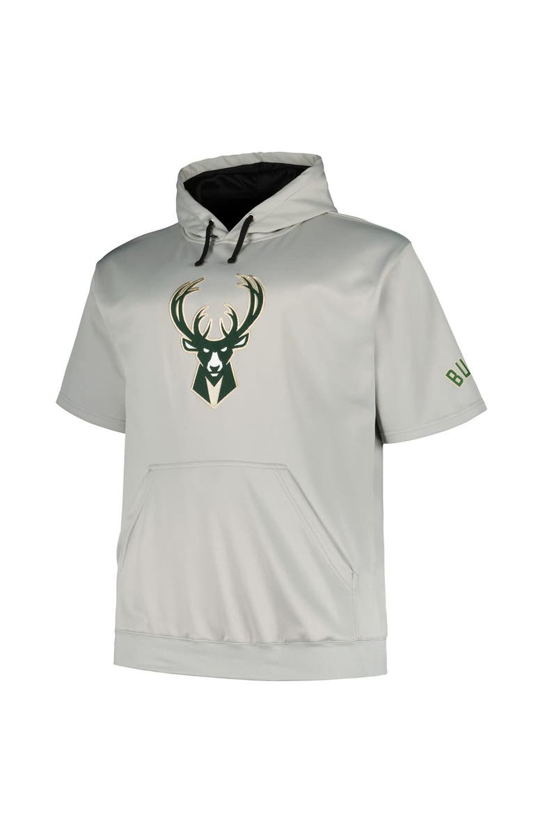 FANATICS Men's Fanatics Branded Silver Milwaukee Bucks Big & Tall Logo Pullover Hoodie, Alternate, color, Silver