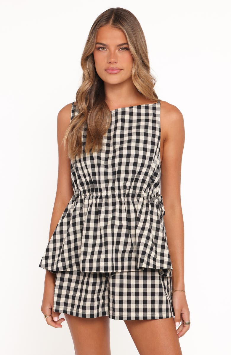 Petal & Pup Rory Gingham Cotton Shorts, Alternate, color, Black Gingham