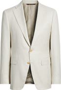 Canali Capri Trim Fit Beige Check Jacquard Silk & Cashmere Sport Coat