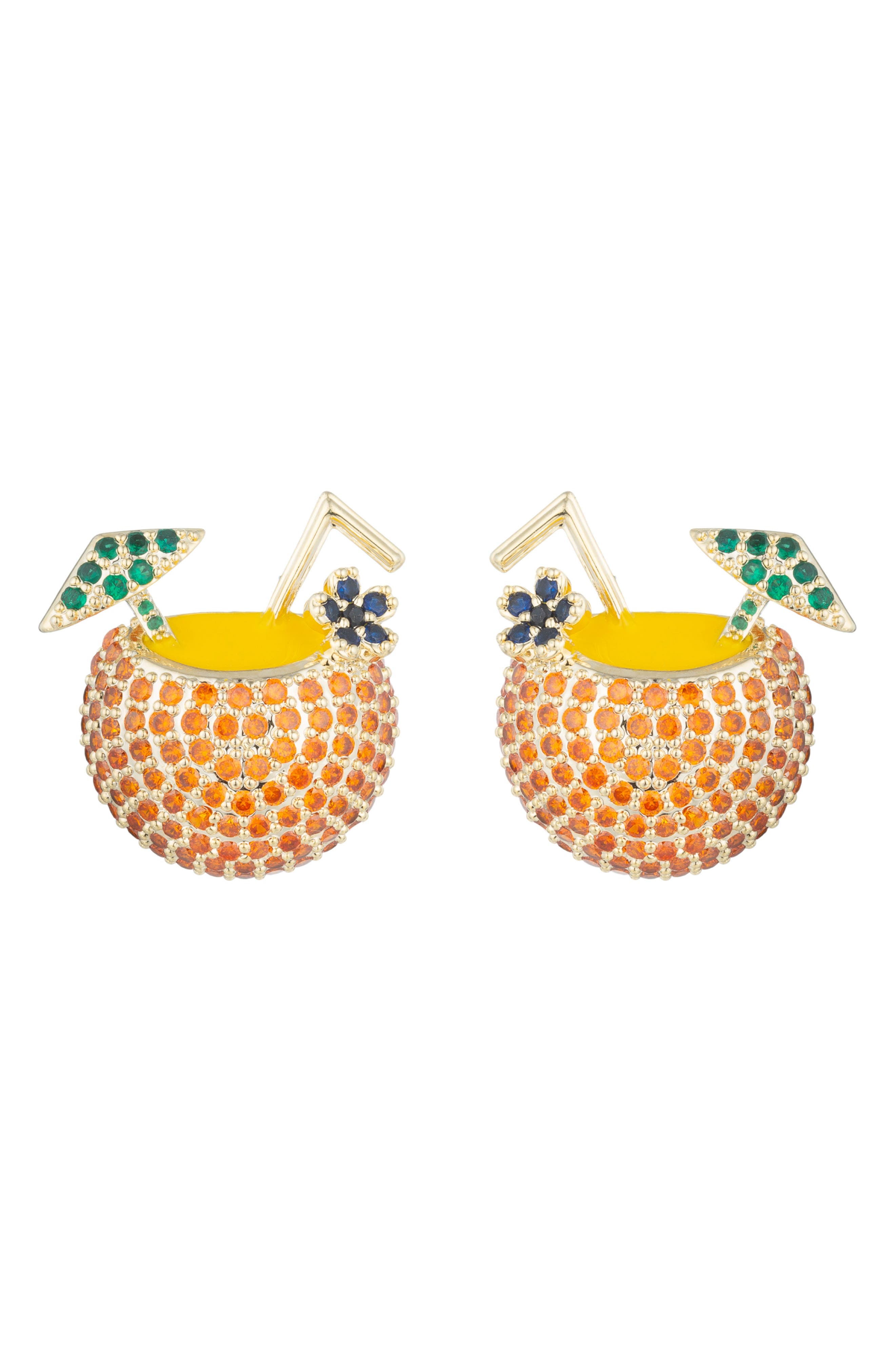 EYE CANDY LOS ANGELES Cubic Zirconia Tropical Drink Stud Earrings