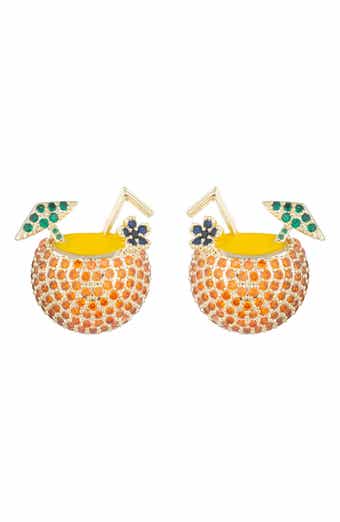 Cubic Zirconia Tropical Drink Stud Earrings