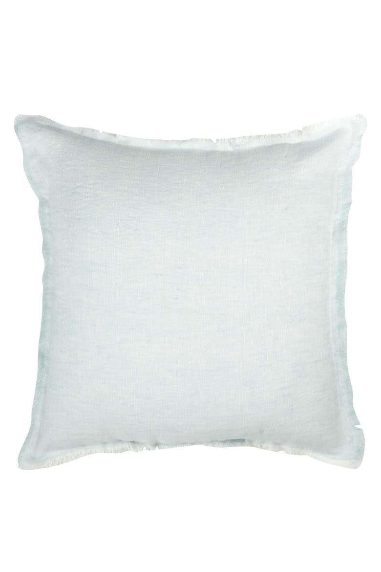 Fringe Soft Linen Pillow with Down Alternative Insert, Main, color, Light Aqua