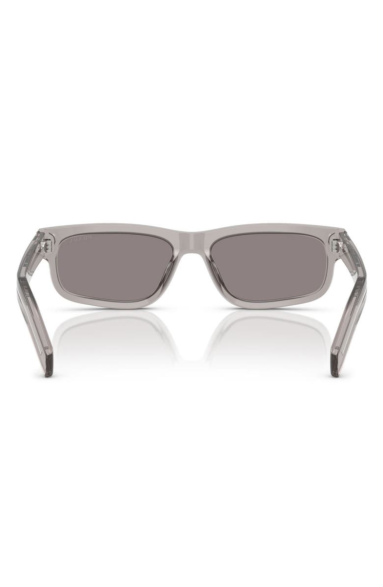 Prada 57mm Rectangular Sunglasses, Alternate, color, Hematite / Grey