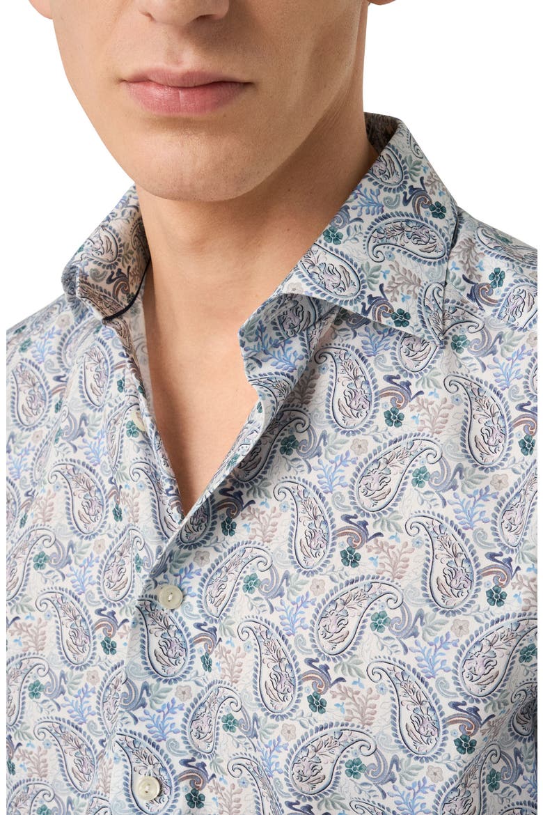 Slim Fit Paisley Cotton & Lyocell Dress Shirt, Alternate, color, MEDIUM BLUE