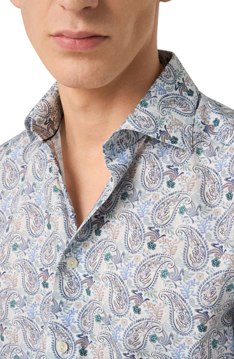 Eton Slim Fit Paisley Cotton & Lyocell Dress Shirt, Alternate, color, Medium Blue