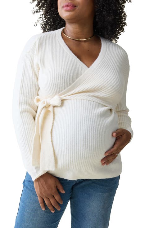 Rib Maternity/Nursing Wrap Sweater