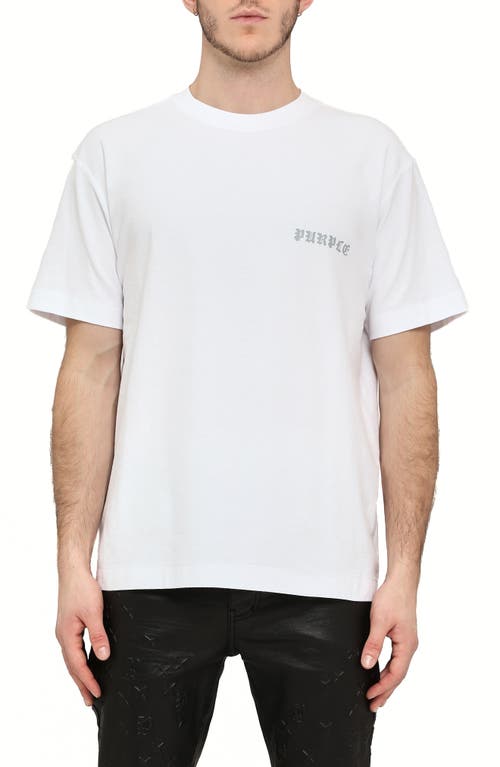 Purple Brand Texture Graphic T-shirt In White