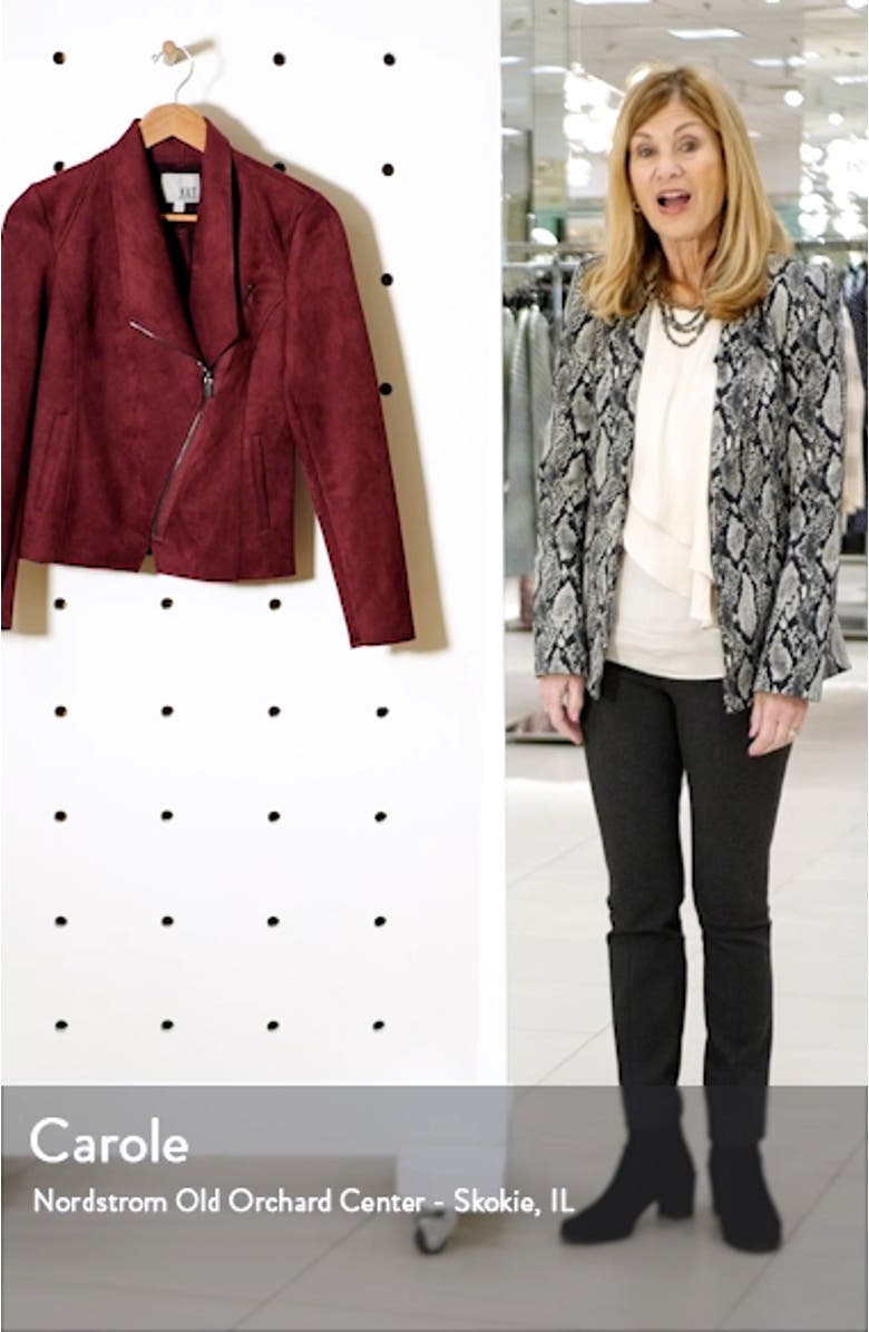 Carina Faux Suede Drape Moto Jacket, sales video thumbnail