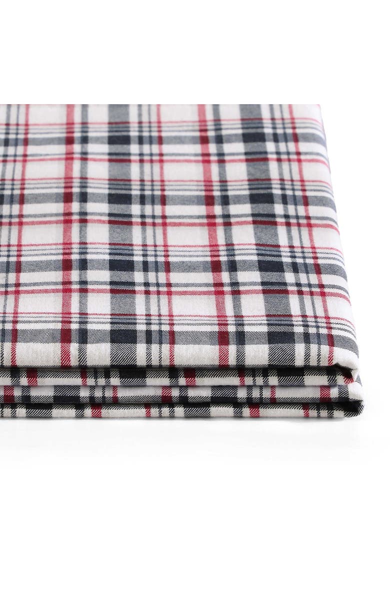 Tommy Hilfiger Glenbrook Plaid Cotton Flannel Sheet Set, Alternate, color, Navy Blue/ Garnet Red
