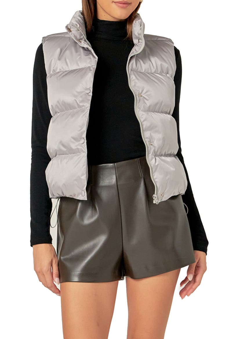 Cropped Puffer Vest, Alternate, color, GREY