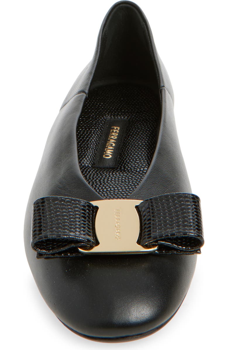 FERRAGAMO Vanna Bow Ballet Flat, Alternate, color, Nero