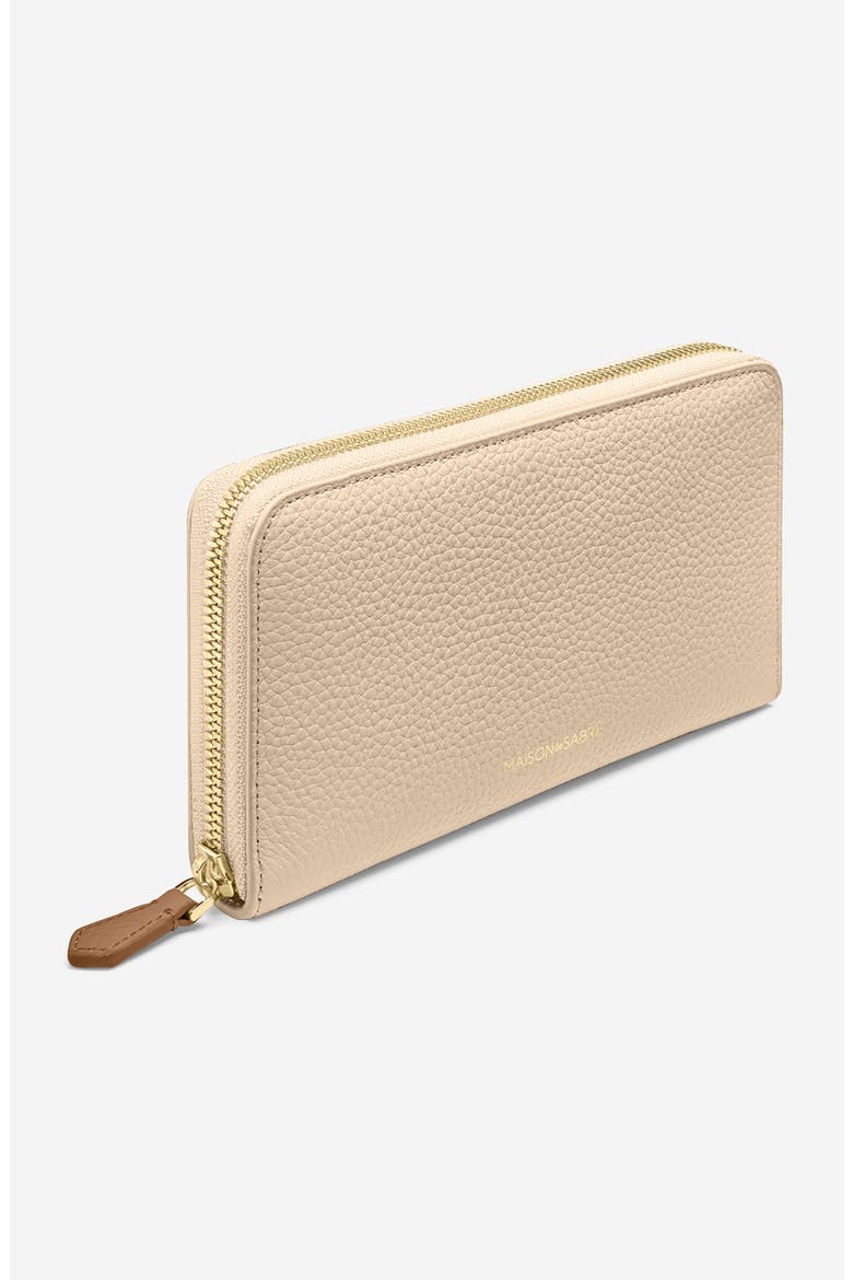 Long Leather Zip Wallet, Alternate, color, Saharan Brown