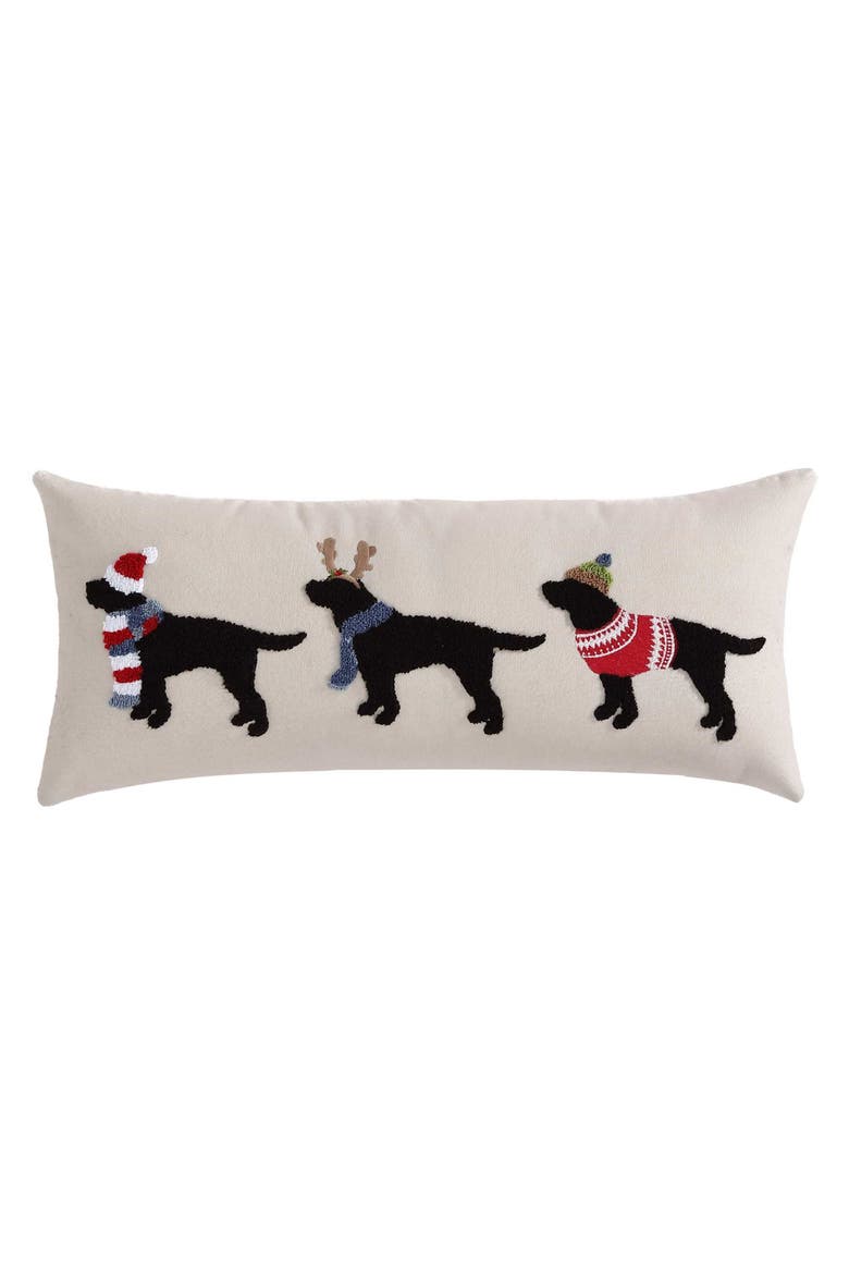Buddy Holiday Cotton Lumbar Pillow, Main, color, MOONSTONE/ WHITE/ BLACK