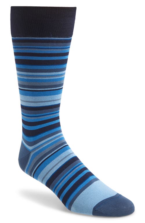 Bugatchi Stripe Mercerized Cotton Blend Dress Socks in Air Blue 